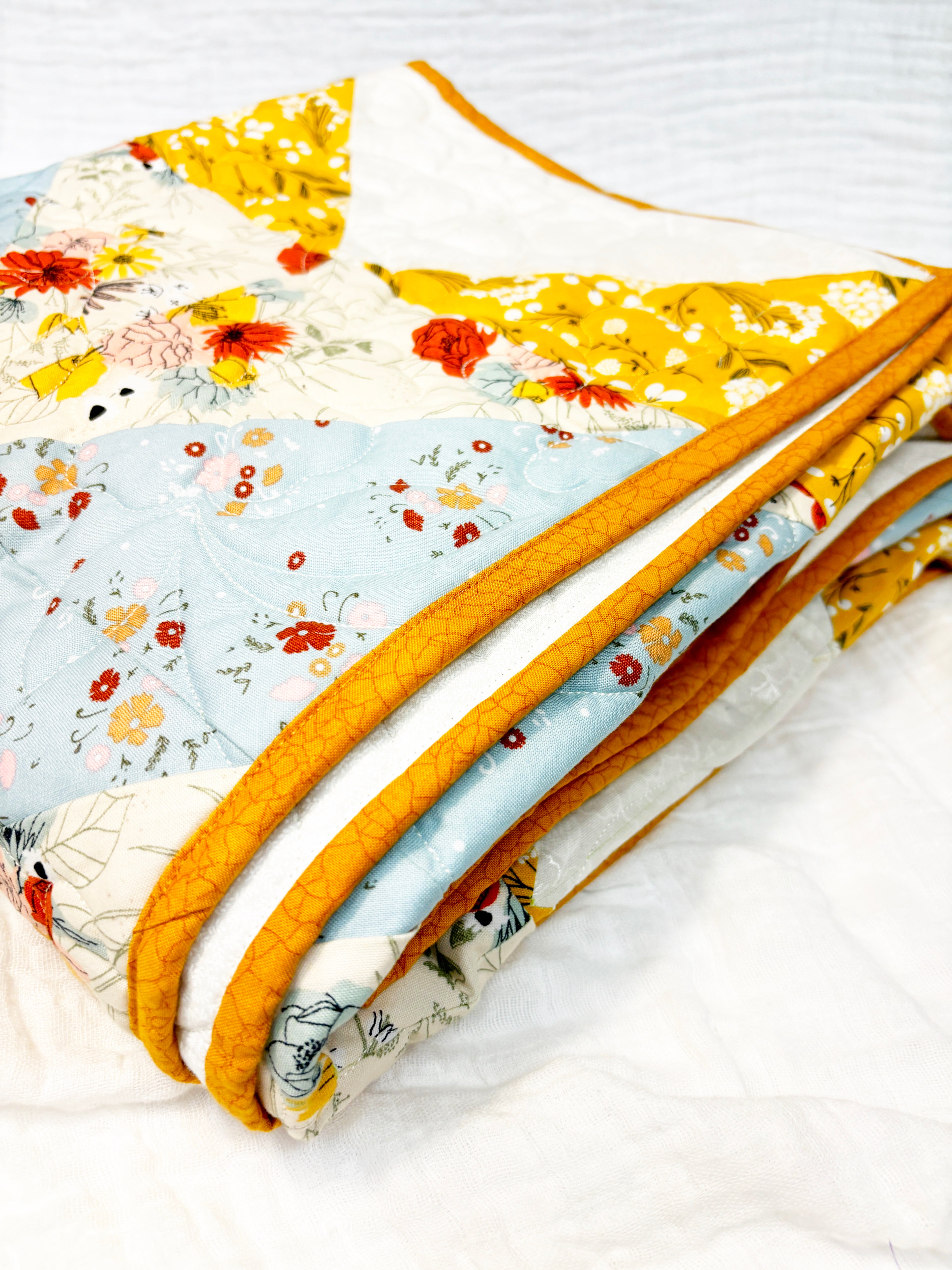 Outrageous Orange Quilt - Hand sewn