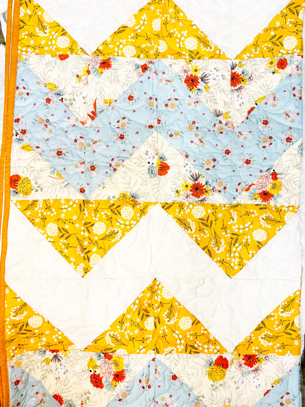 Outrageous Orange Quilt - Hand sewn