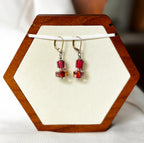 EnJen – Round Red Riverstone Earrings Sterling Silver Leverbacks