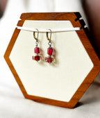 EnJen – Round Red Riverstone Earrings Sterling Silver Leverbacks