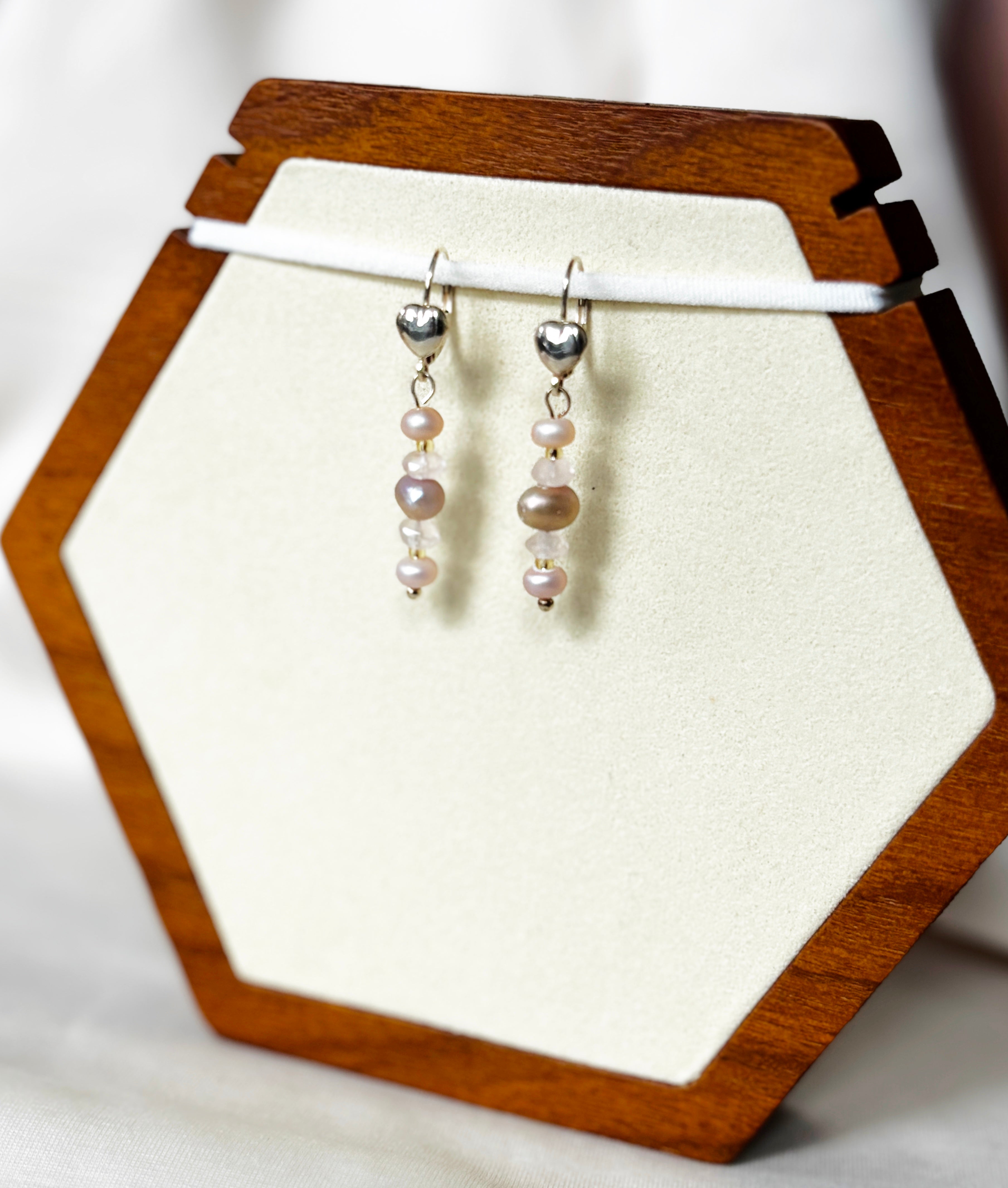 EnJen – Cascading Pale Pearl Earrings on Sterling Silver Leverbacks