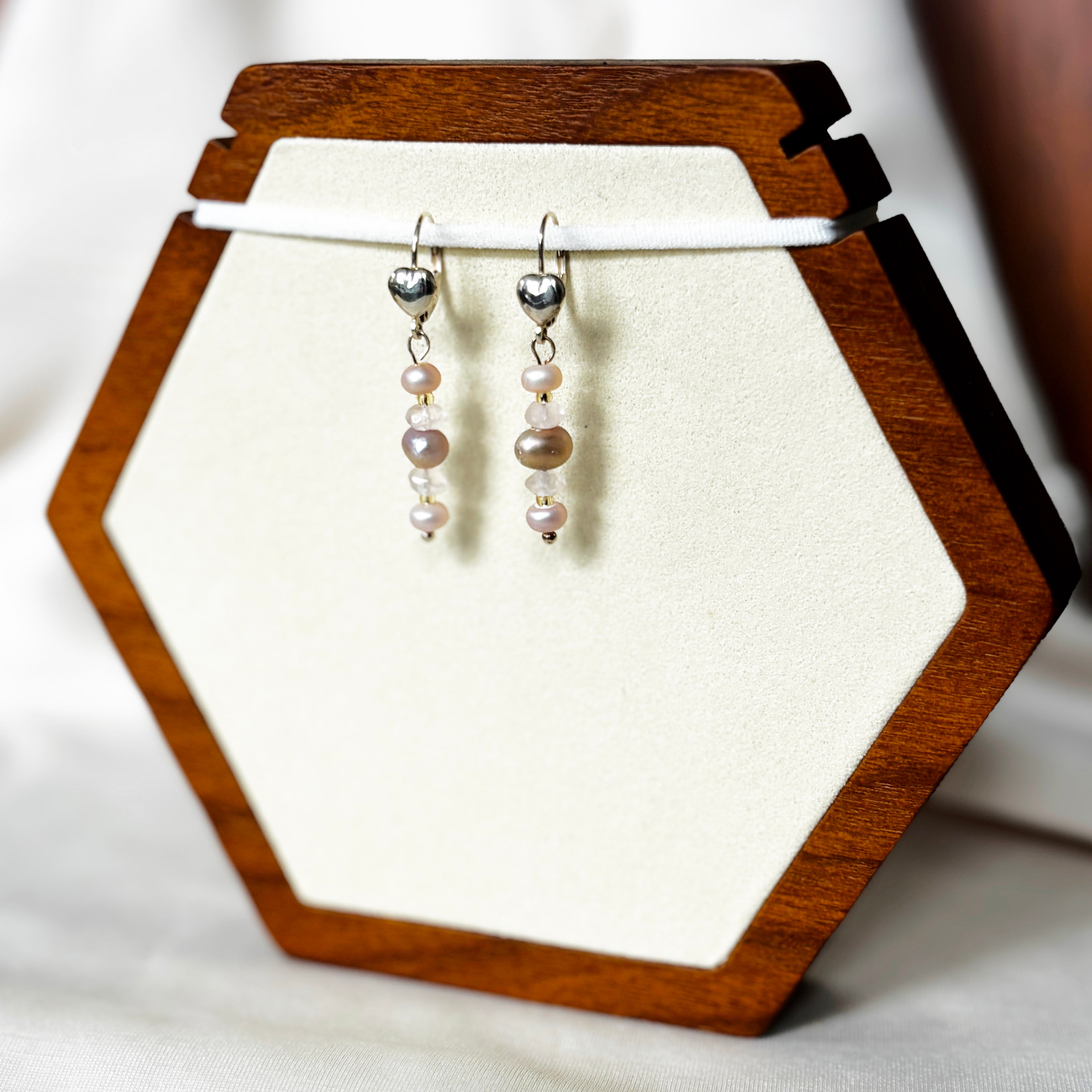 EnJen – Cascading Pale Pearl Earrings on Sterling Silver Leverbacks