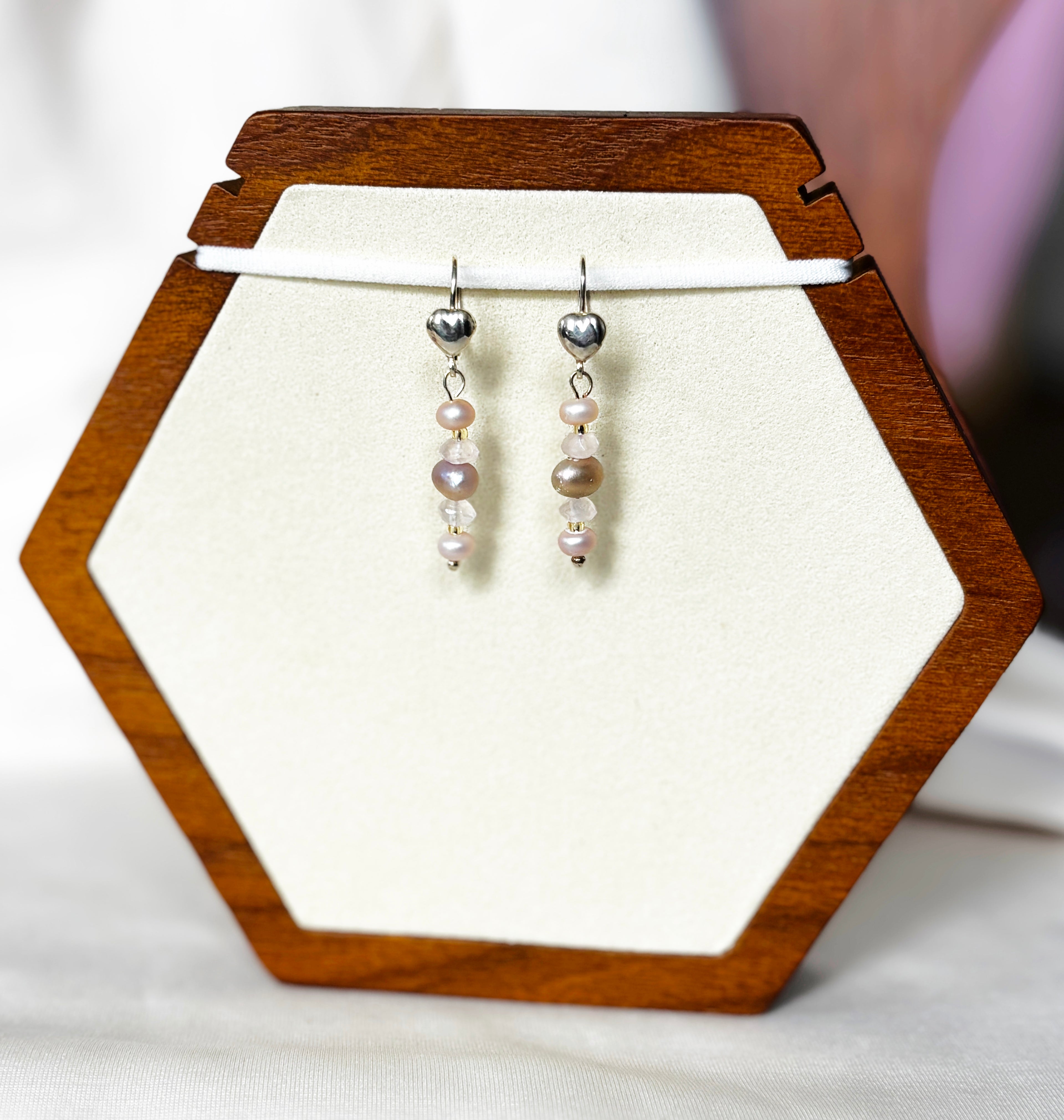 EnJen – Cascading Pale Pearl Earrings on Sterling Silver Leverbacks