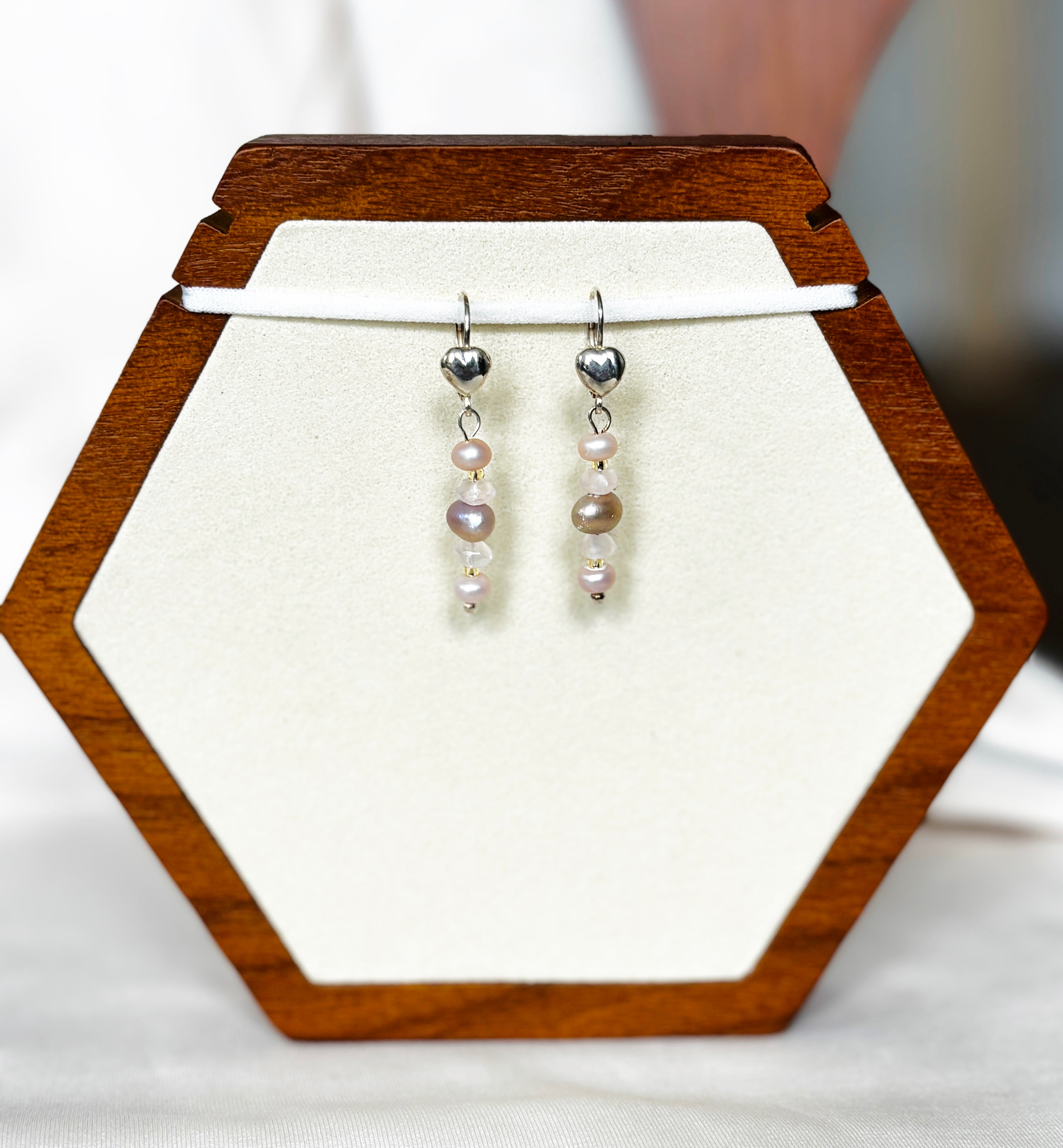 EnJen – Cascading Pale Pearl Earrings on Sterling Silver Leverbacks