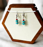 EnJen – Turquoise & Coral Earrings on Sterling Silver Leverbacks