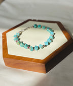 EnJen – Natural Turquoise & Sterling Silver Bracelet on Hand-tied Red Silk