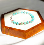 EnJen – Natural Turquoise & Sterling Silver Bracelet on Hand-tied Red Silk
