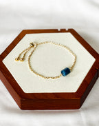 EnJen – Natural Apatite on Hand-wrapped Gold-filled Chain with Adjustable Slider Clasp