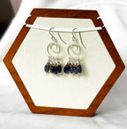 EnJen – Iolite Chandelier Earrings with Gold Accents on Sterling Silver Ear Hooks