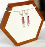 EnJen – Purple & Yellow Striped Glass with Freshwater Pearl Earrings with Sterling Silver Leverbacks
