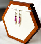 EnJen – Purple & Yellow Striped Glass with Freshwater Pearl Earrings with Sterling Silver Leverbacks