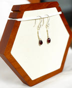 EnJen – Hand-wrapped Garnet & Pearl Drop Earrings on Sterling Silver Hooks