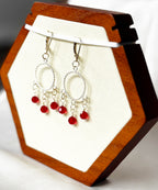 EnJen – Fire Red Crystal on Serling Silver Chandelier Earring Leverbacks