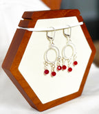 EnJen – Fire Red Crystal on Serling Silver Chandelier Earring Leverbacks